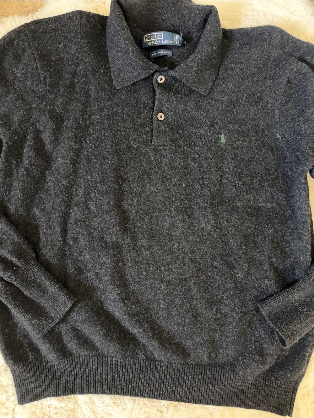 Polo by Ralph Lauren Charcoal Polo Sweater 100% Lambwool
